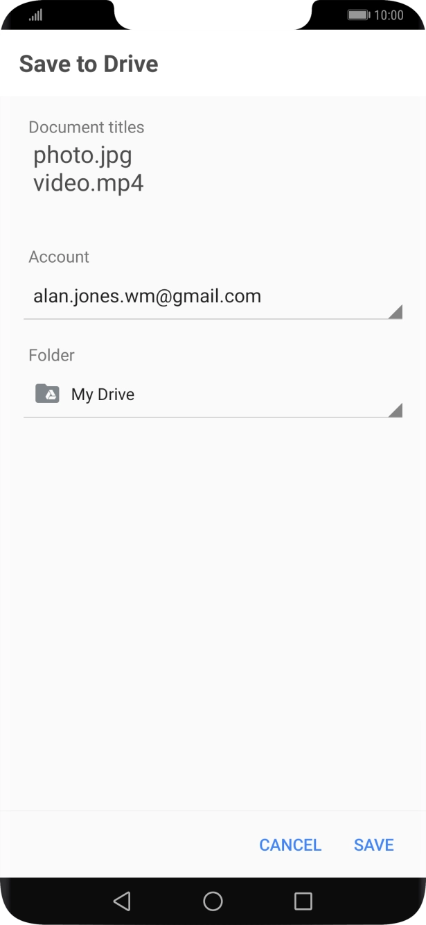 Press the field below 'Folder'. Press the field below 'Folder'.