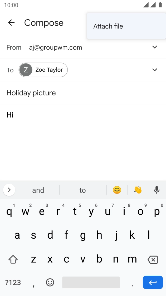 Press Attach file and go to the required folder.