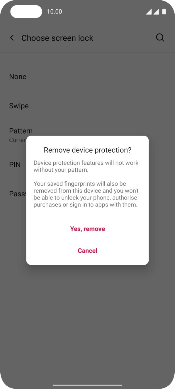 Press Yes, remove. Press Yes, remove.