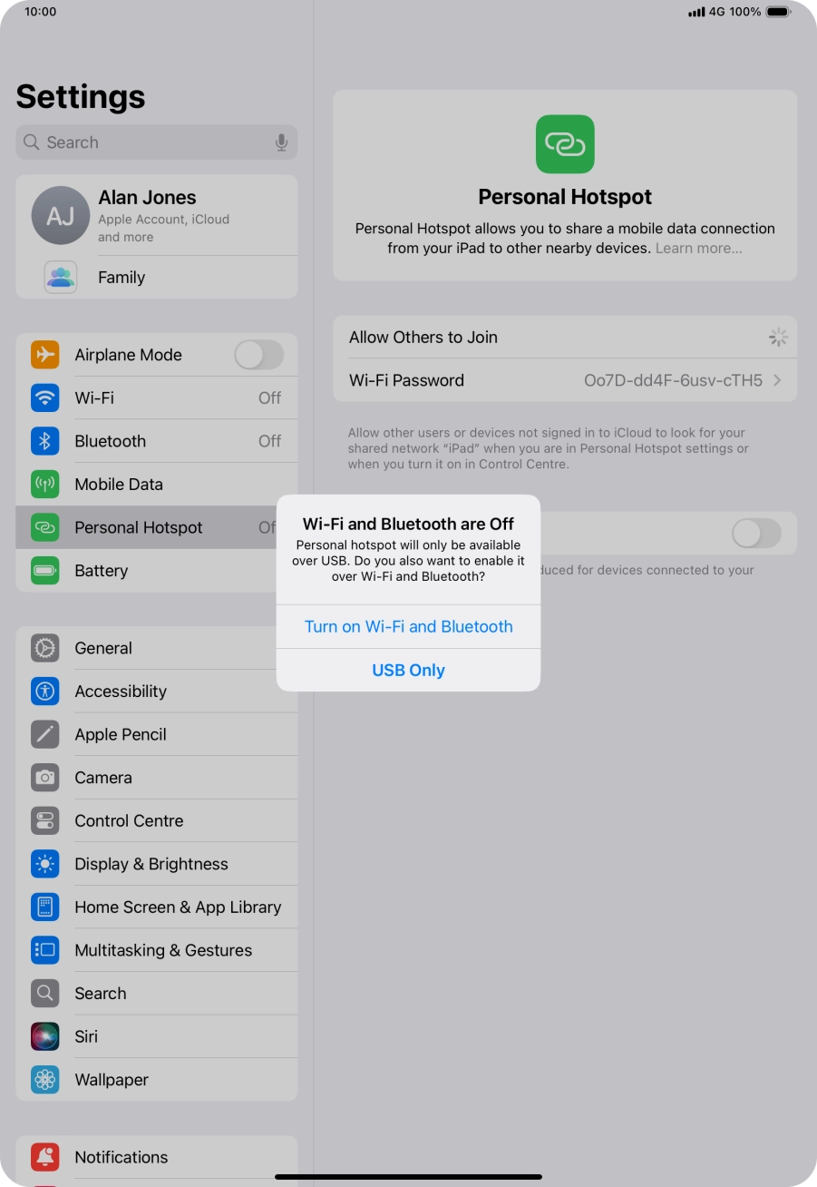 If WiFi is turned off, press Turn on Wi-Fi and Bluetooth.