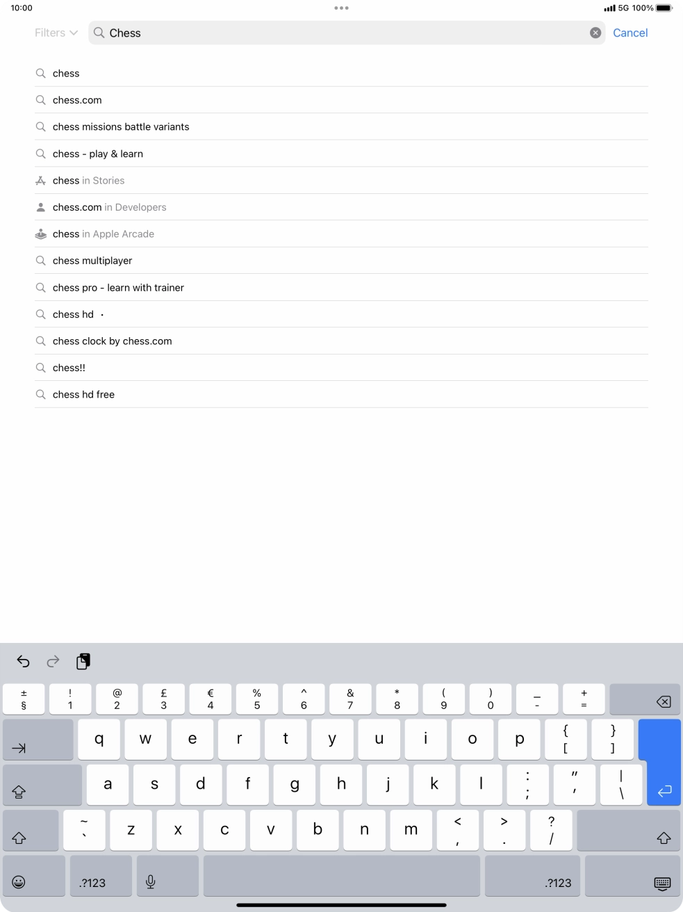 Key in the name or subject of the required app and press enter.