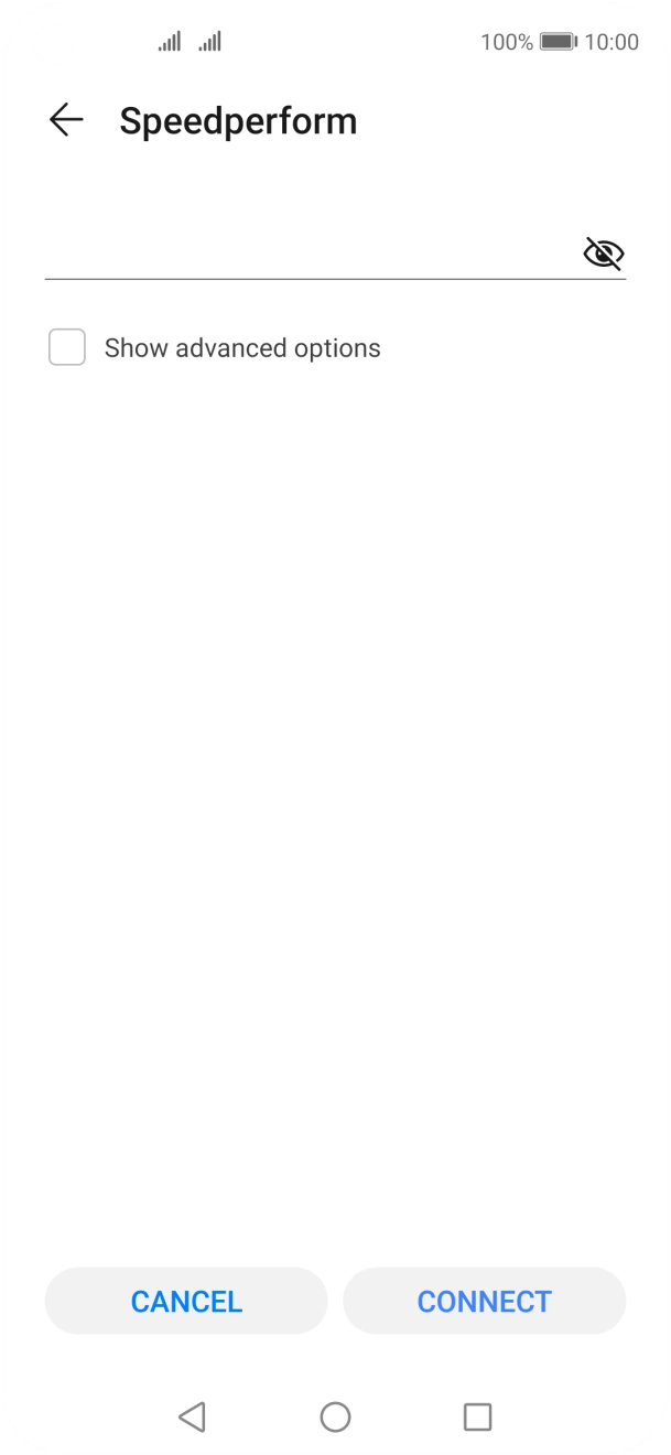 Key in the password for the WiFi network and press CONNECT.