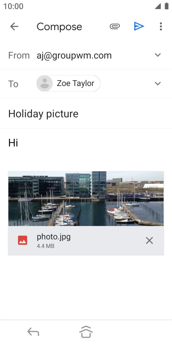 Press the send icon when you've finished your email. Press the send icon when you've finished your email.
