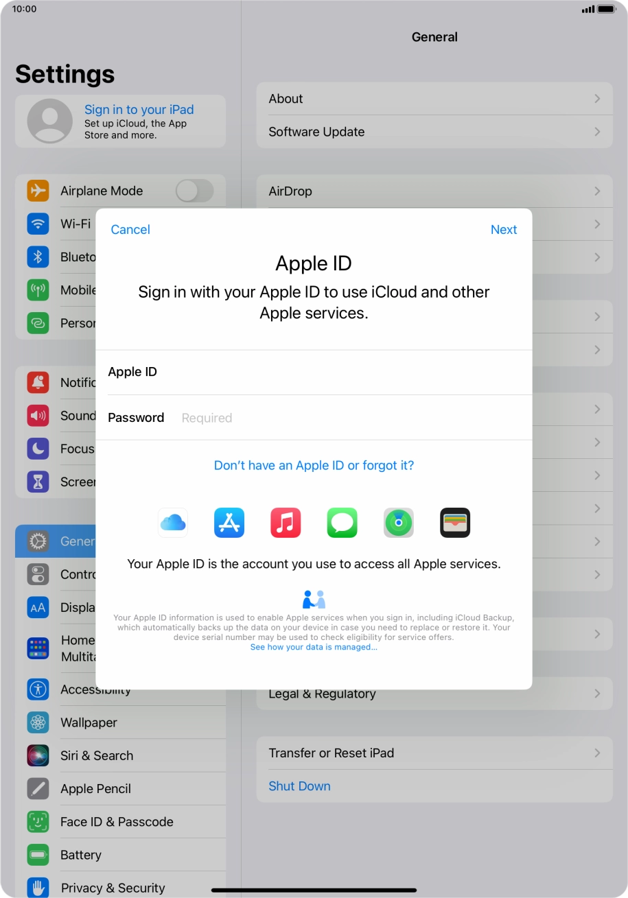 Press the field next to 'Password' and key in the password for your Apple ID.