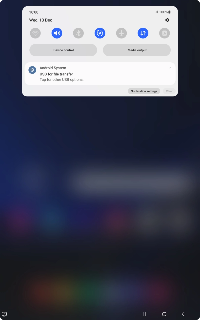 Press Tap for other USB options..