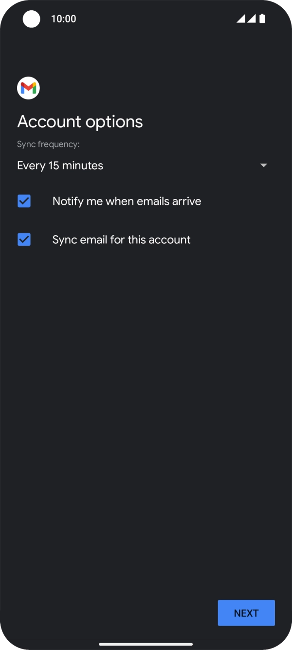If this screen is displayed, you email account has been recognised and set up automatically. Follow the instructions on the screen to key in more information and finish setting up your phone. If this screen is displayed, you email account has been recognised and set up automatically. Follow the instructions on the screen to key in more information and finish setting up your phone.