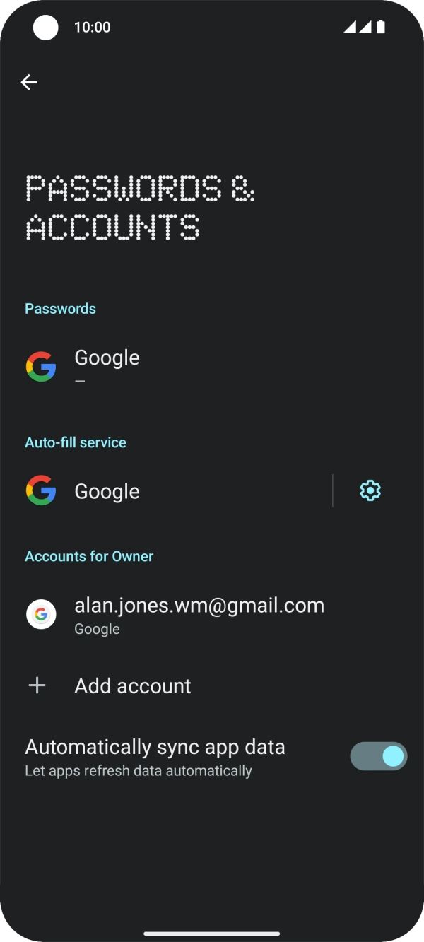 Press Add account. Press Add account.