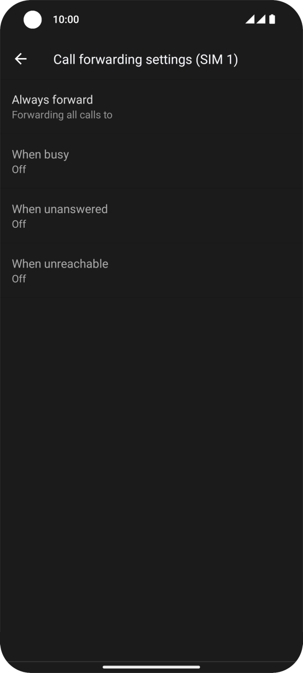 Press the required divert type.