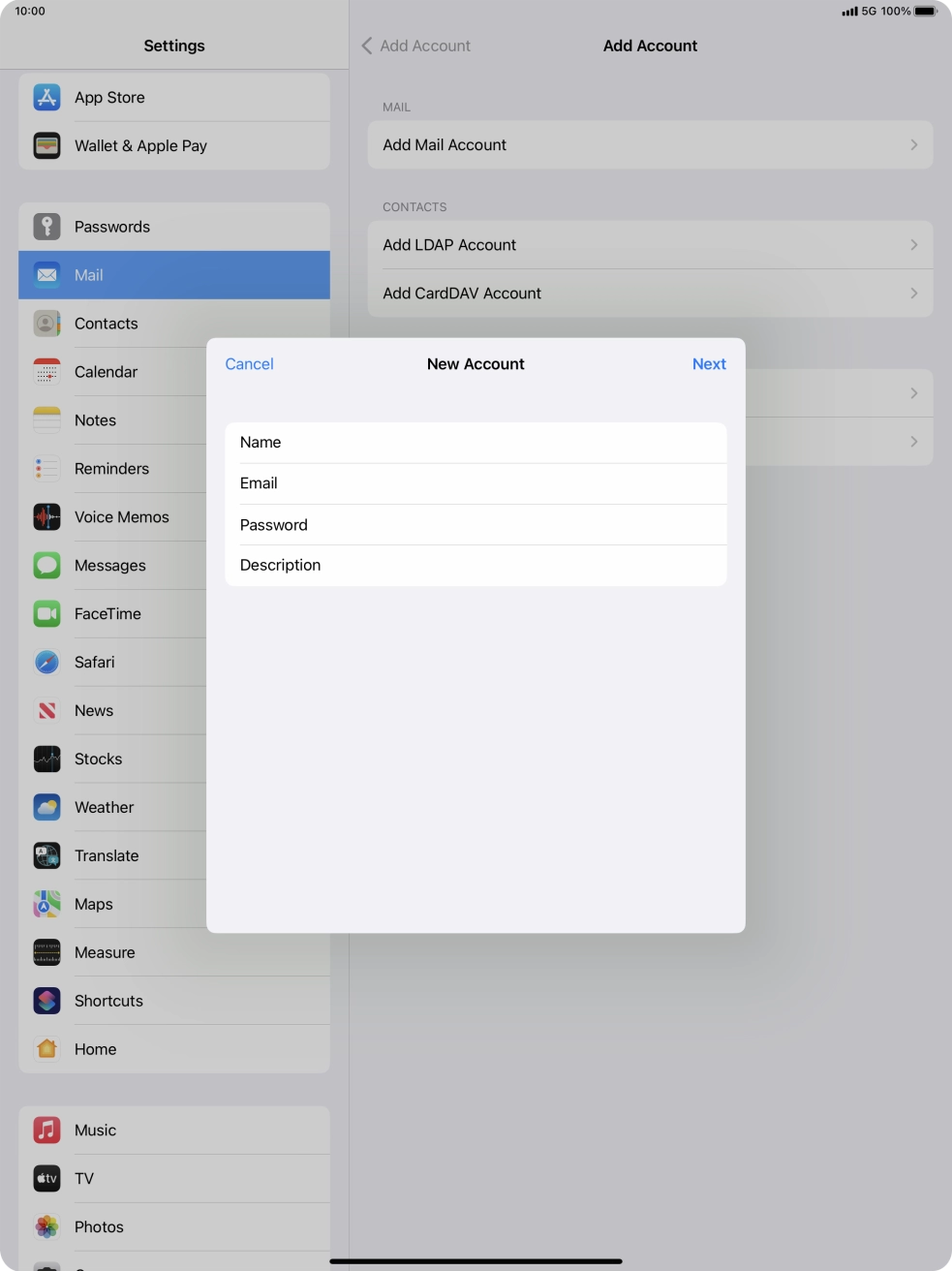 Press Description and key in the required name. Press Description and key in the required name.