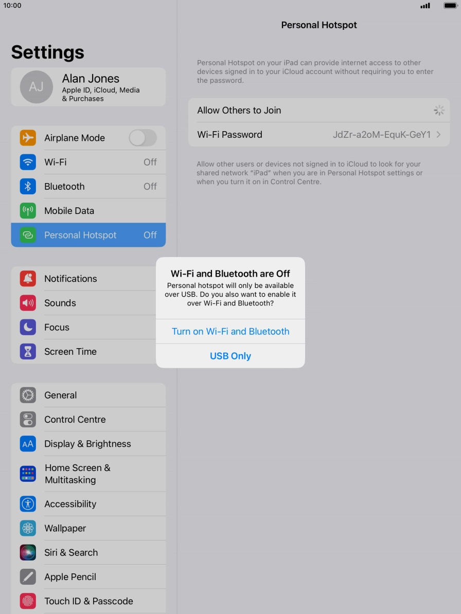 If WiFi is turned off, press Turn on Wi-Fi and Bluetooth. If WiFi is turned off, press Turn on Wi-Fi and Bluetooth.