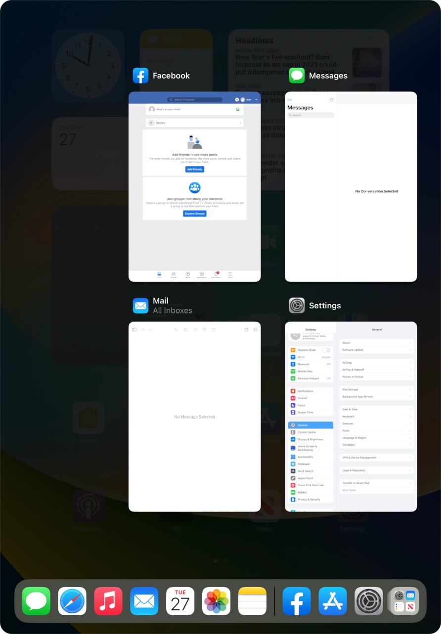 Slide upwards on the required application to end it. Slide upwards on the required application to end it.