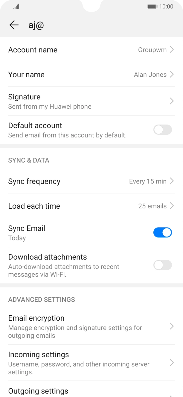 Press Account name and key in the required name. Press Account name and key in the required name.