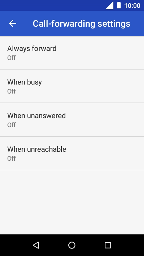 Press the required divert type. Press the required divert type.