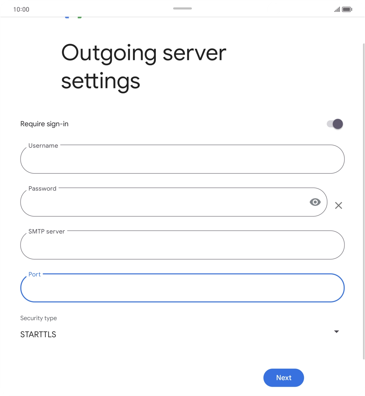 Press the drop down list below 'Security type'. Press the drop down list below 'Security type'.