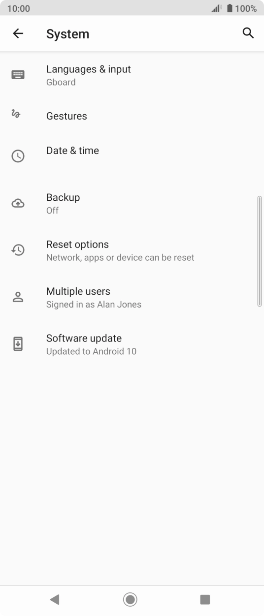Press Reset options.