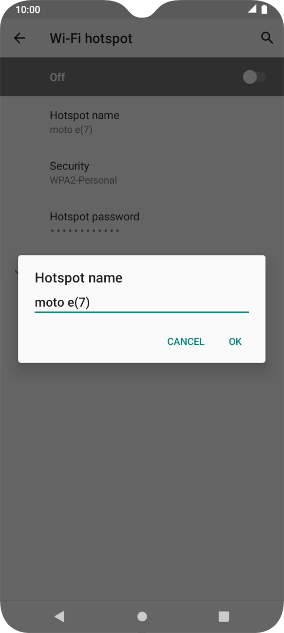 Key in the required WiFi hotspot name and press OK.