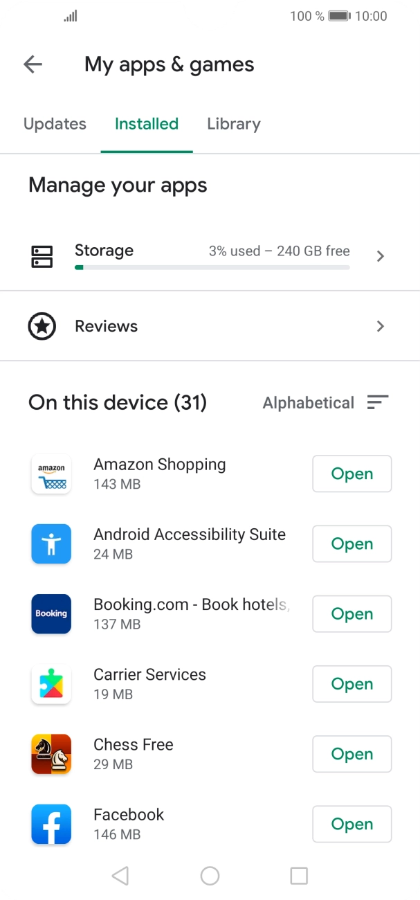 Press the required app.