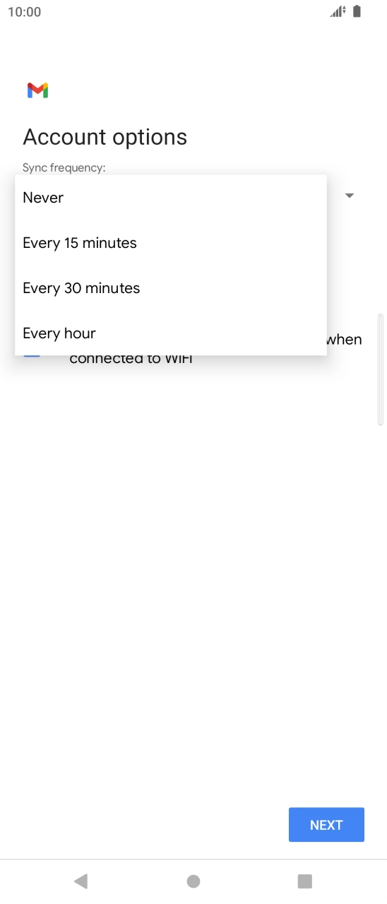 Press the required setting.