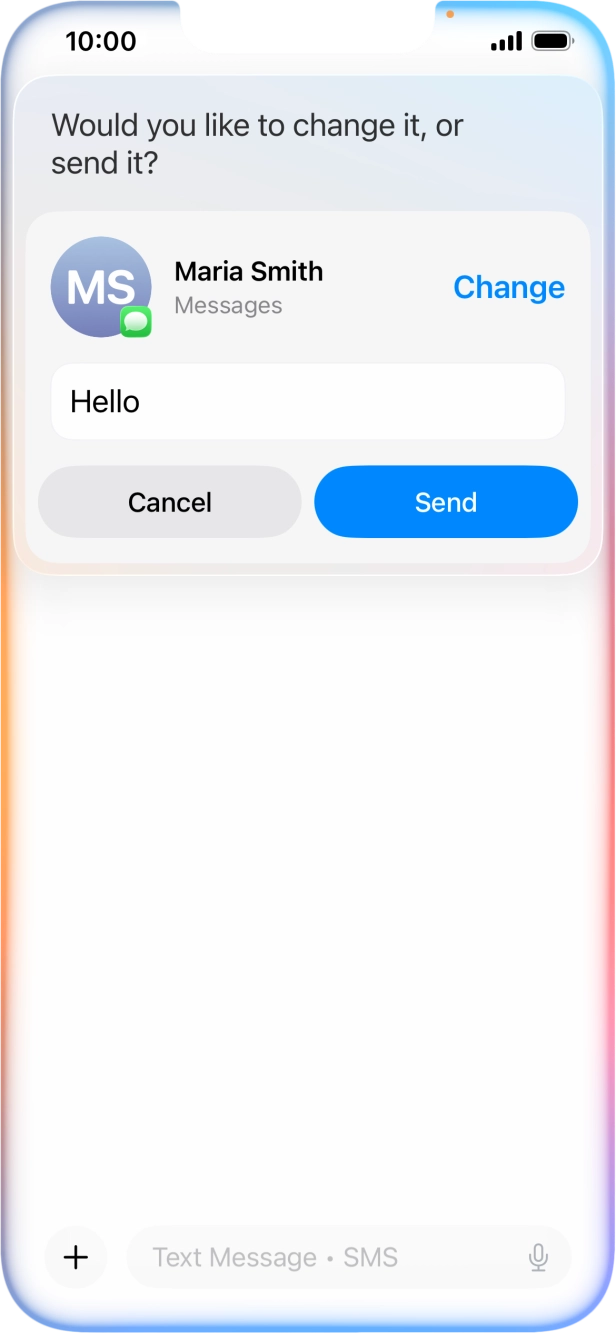 If an app is open on your phone, such as Messages, you can also use the functions available here, e.g.: REPLY [text].
