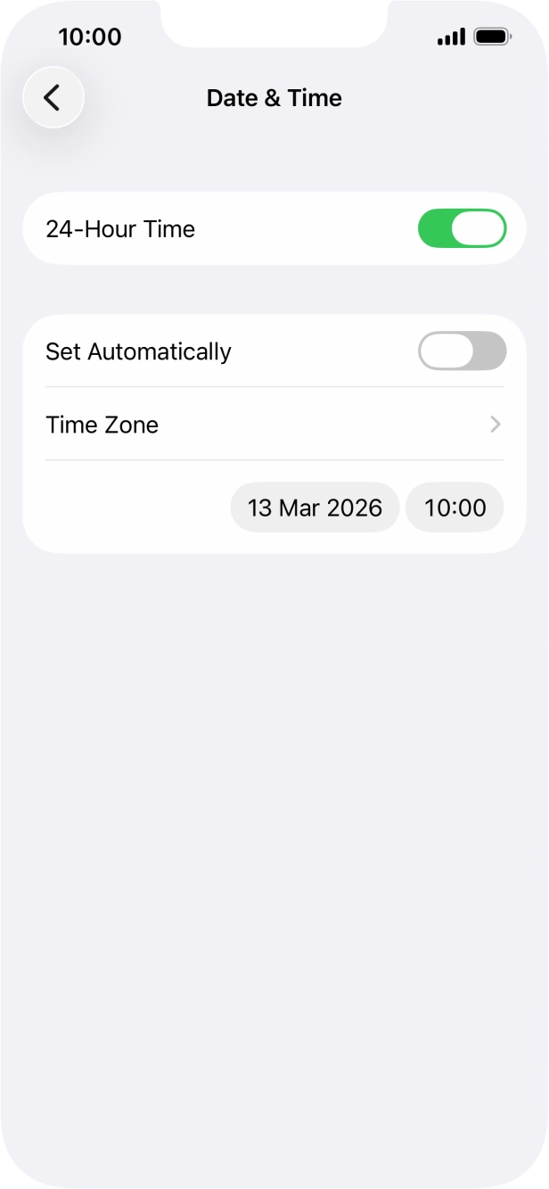 Press the indicator next to 'Set Automatically' to turn on the function.