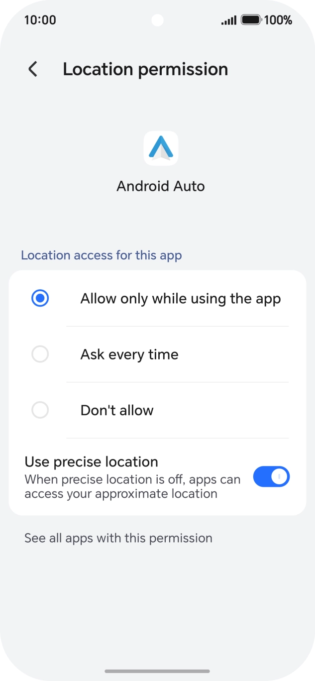 Press the required setting.