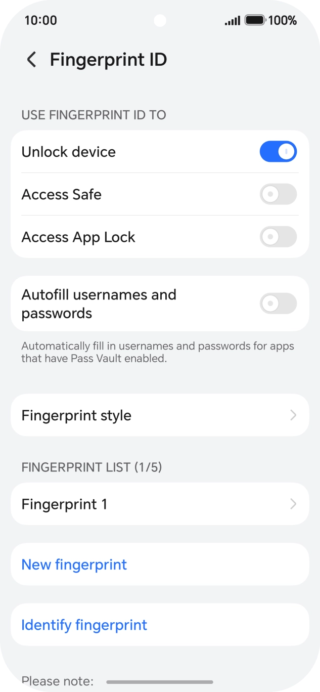 Press the indicators next to the required settings to turn them on or off.