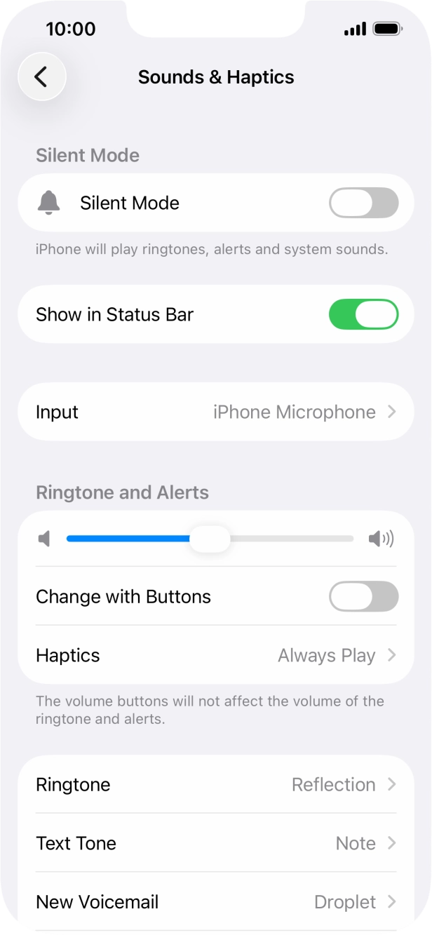 Press the indicator next to 'Silent Mode' to turn the function on or off.