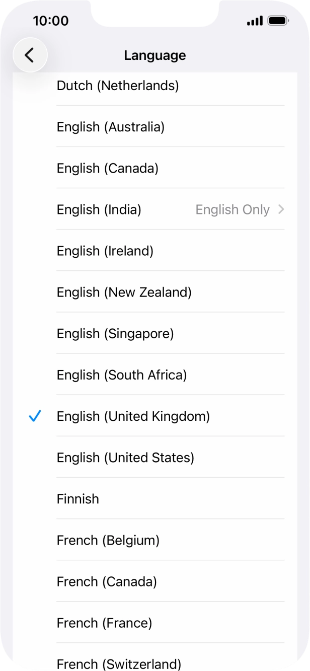 Press the required language. Press the required language.