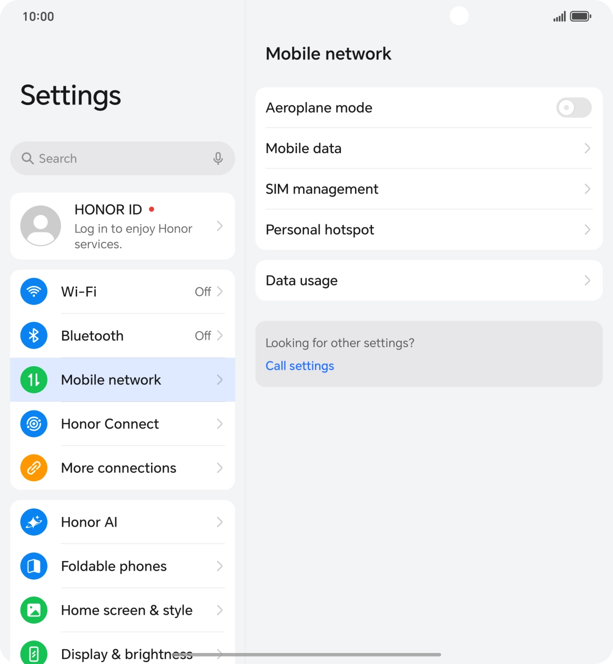 Press Mobile data. Press Mobile data.