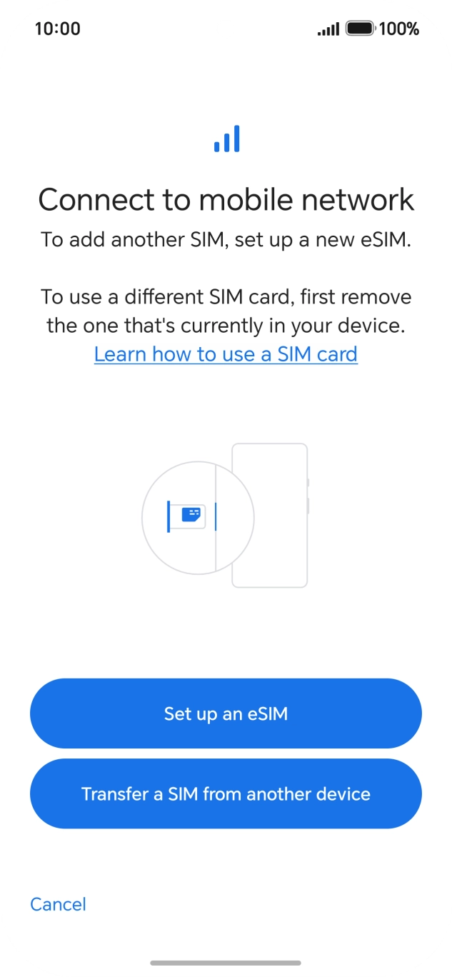 Press Set up an eSIM.