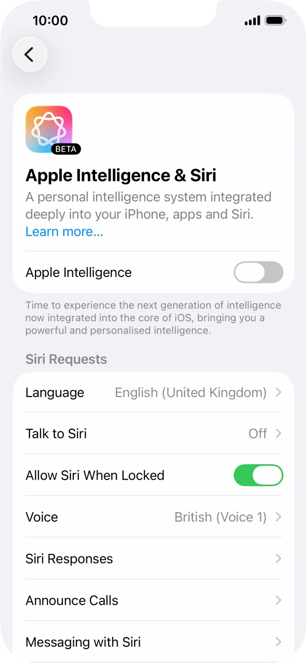 Press the indicator next to 'Apple Intelligence' and follow the instructions on the screen to finish the activation. Press the indicator next to 'Apple Intelligence' and follow the instructions on the screen to finish the activation.