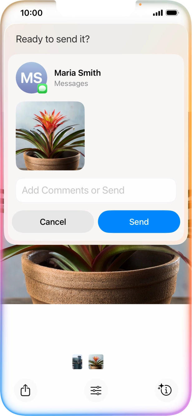 Ask Siri to share the screen content with your contacts. Ask Siri to share the screen content with your contacts.