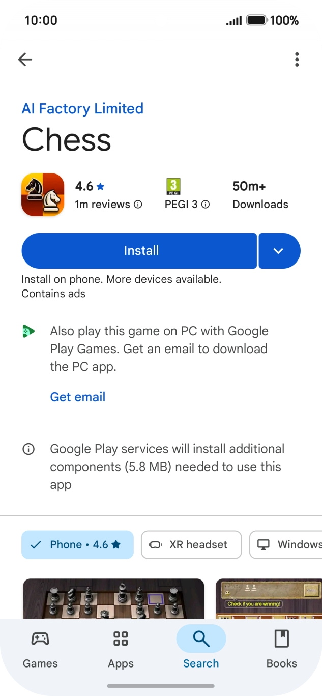 Press Install and follow the instructions on the screen to install the app.