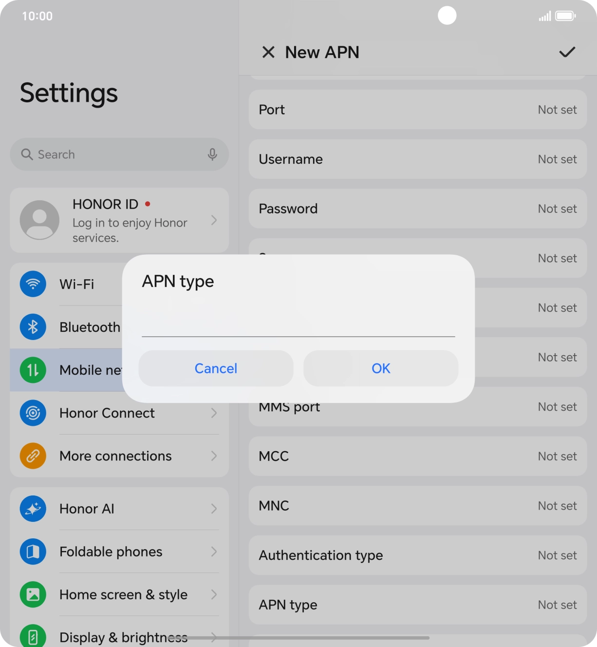 Key in default and press OK.