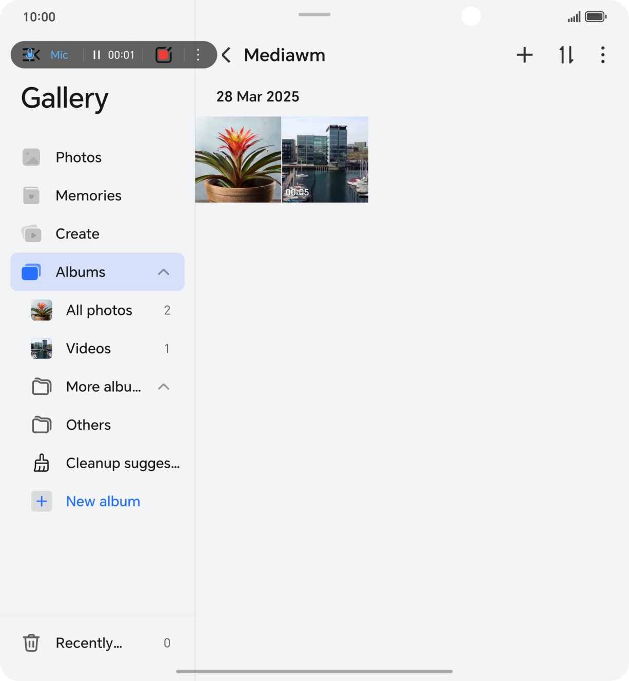Press the stop icon to stop the recording.