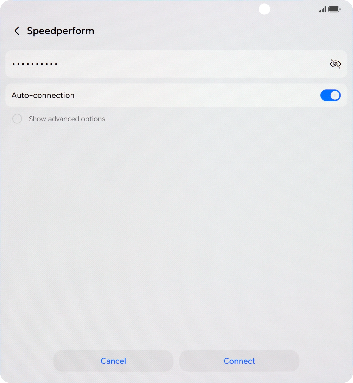 Key in the password for the WiFi network and press Connect.
