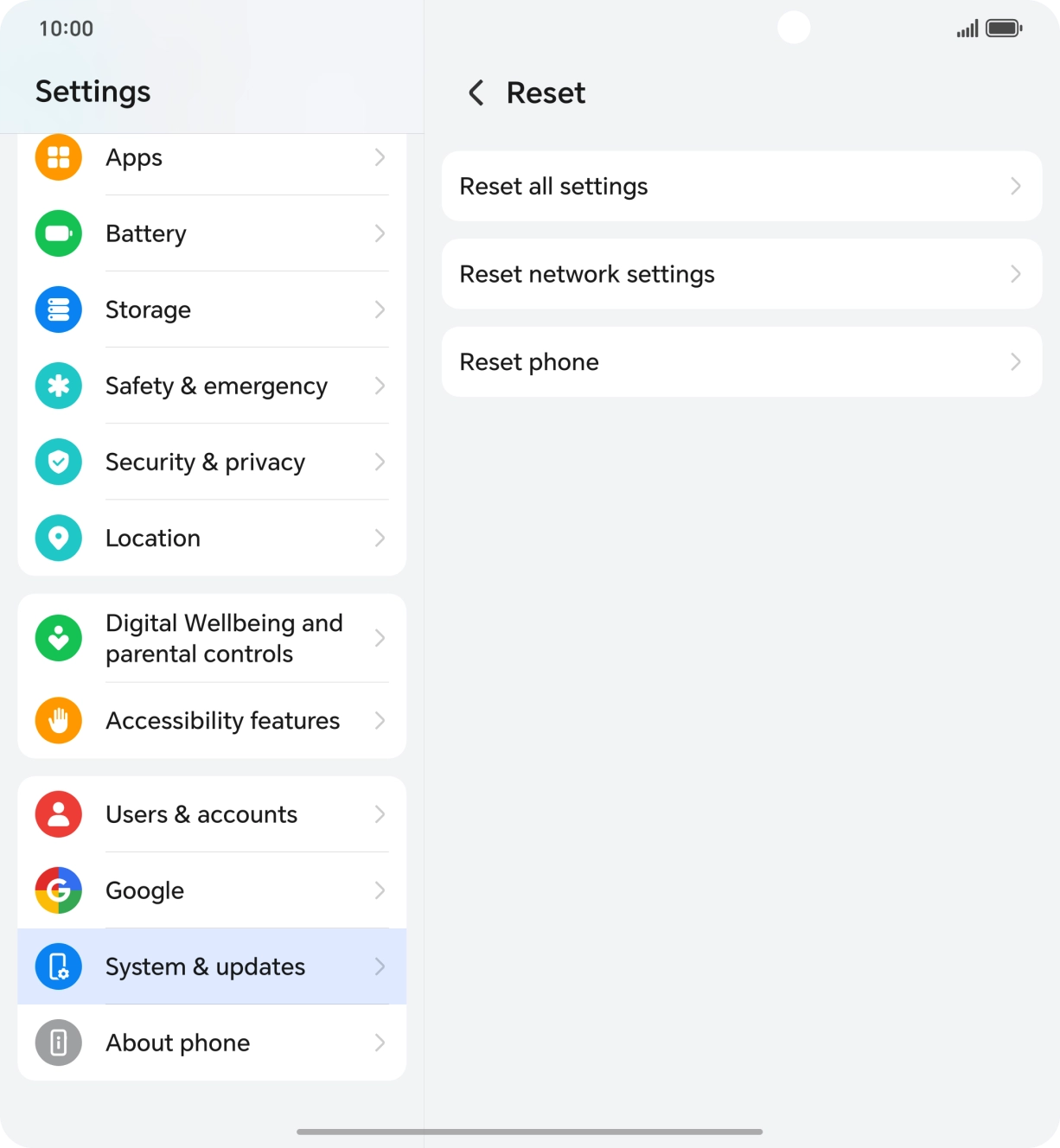 Press Reset network settings.