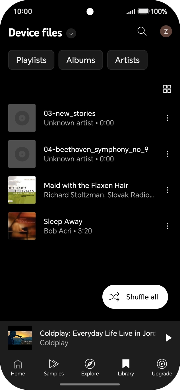 Press the required audio file.