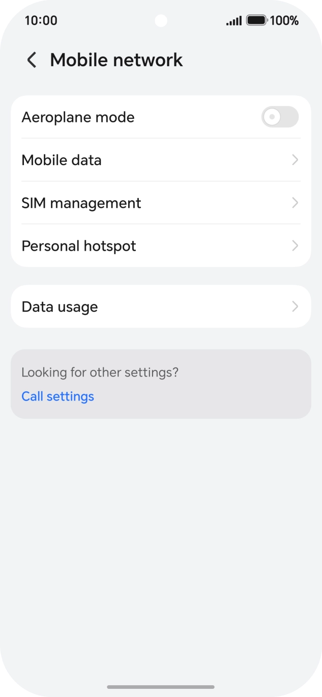 Press Mobile data. Press Mobile data.