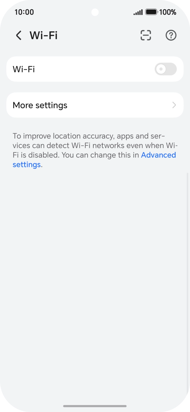 Press the indicator next to 'Wi-Fi' to turn on the function.