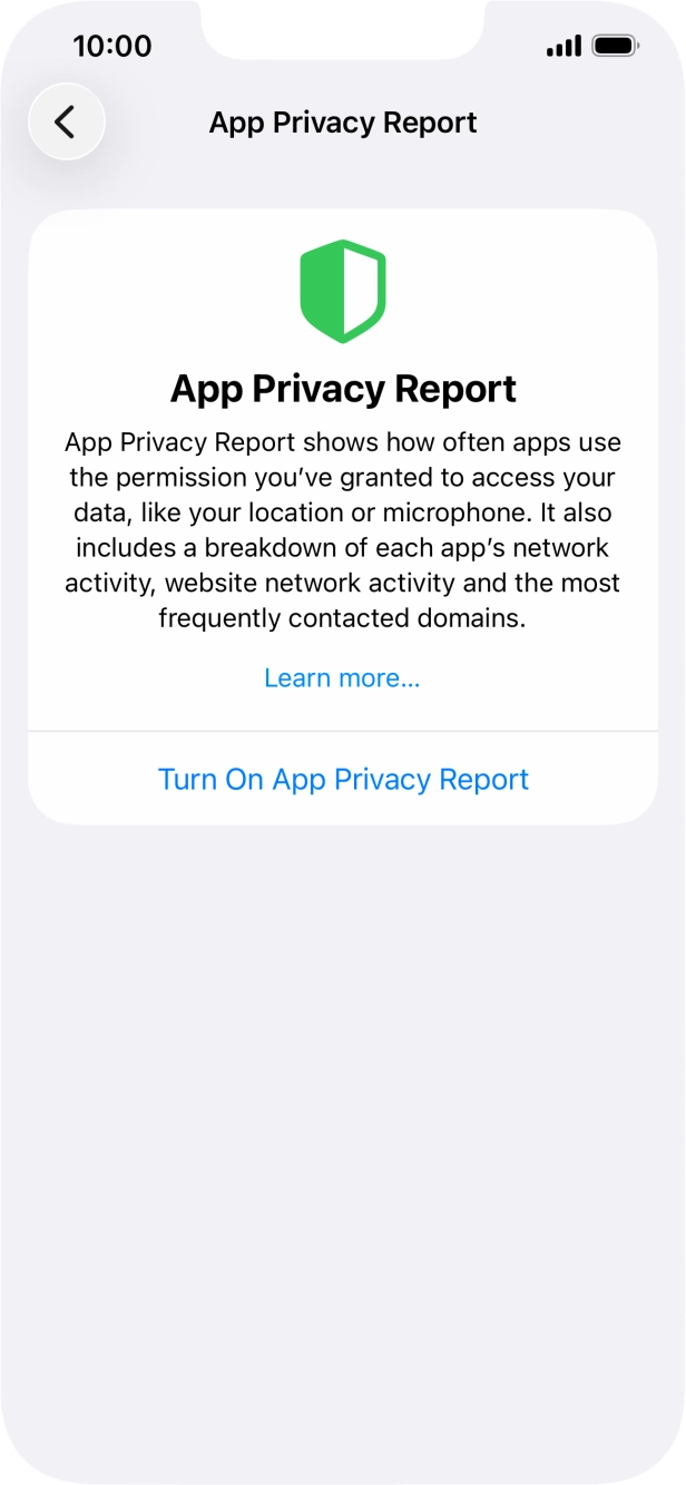 Press Turn On App Privacy Report to turn on the function.