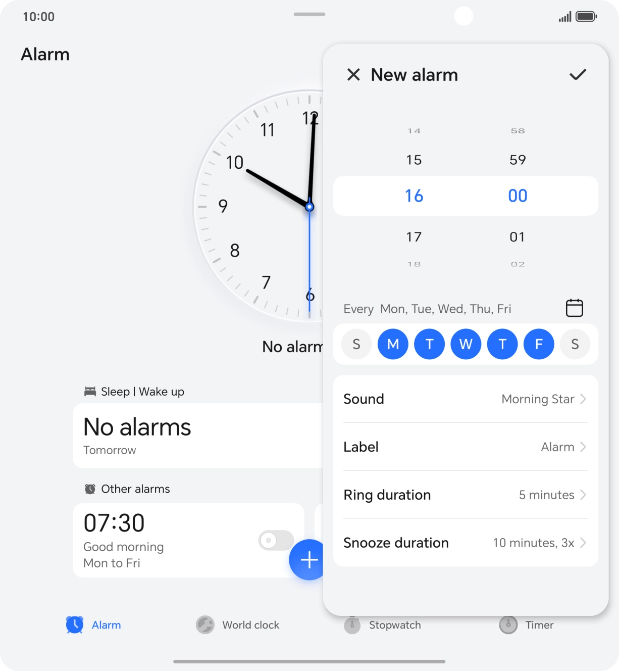 Press Sound and follow the instructions on the screen to select the required alarm tone.