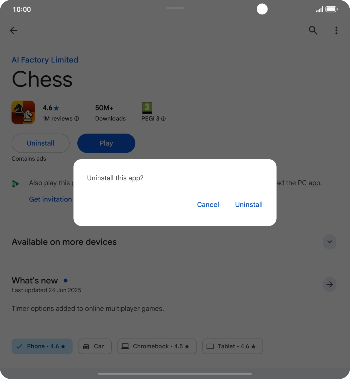 Press Uninstall.