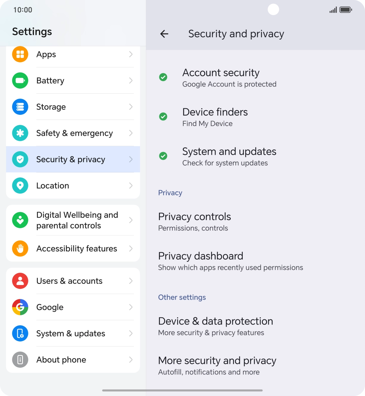 Press More security and privacy.
