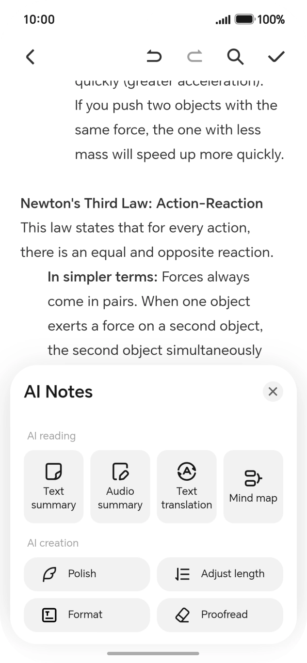 To generate a summary of the text, press Text summary.
