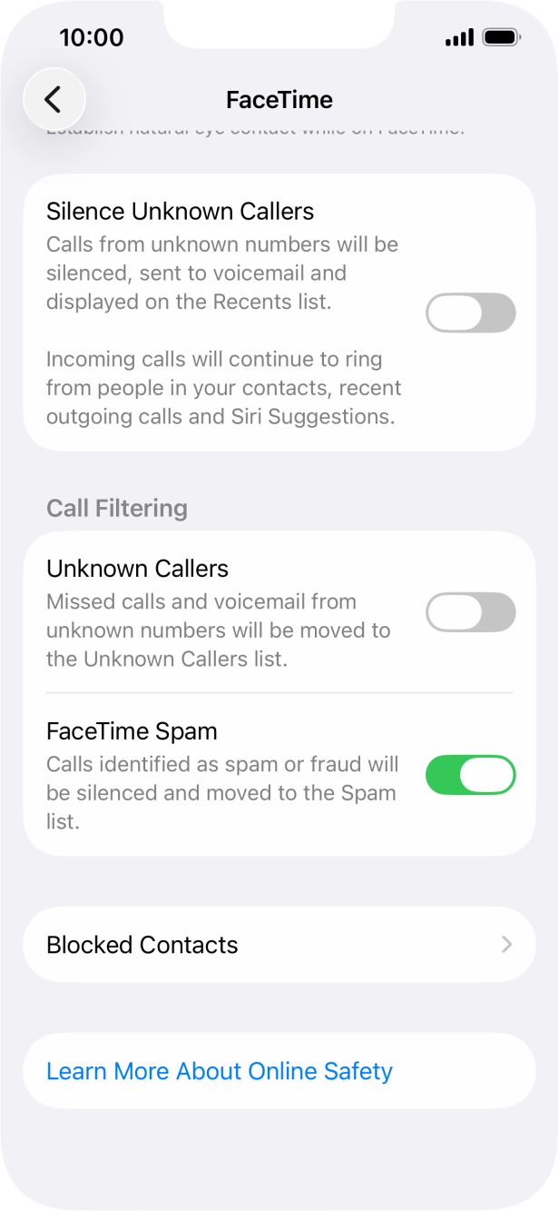 Press Blocked Contacts. Press Blocked Contacts.