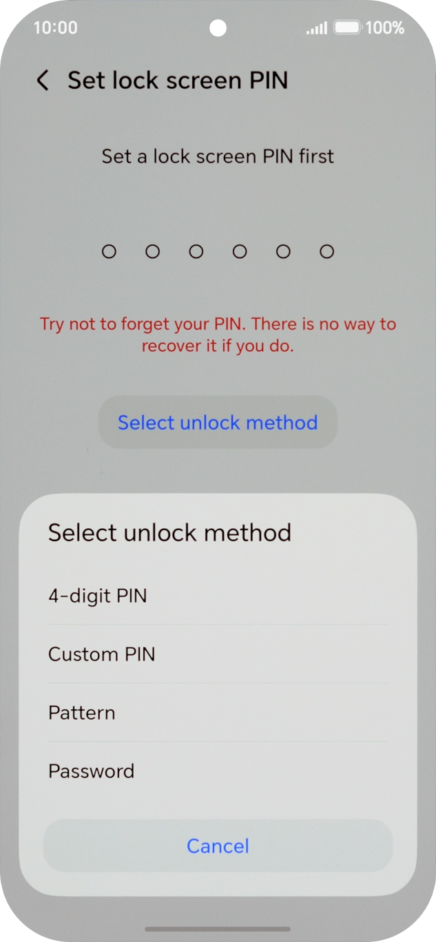 Press the required lock code and follow the instructions on the screen to create an additional lock code.