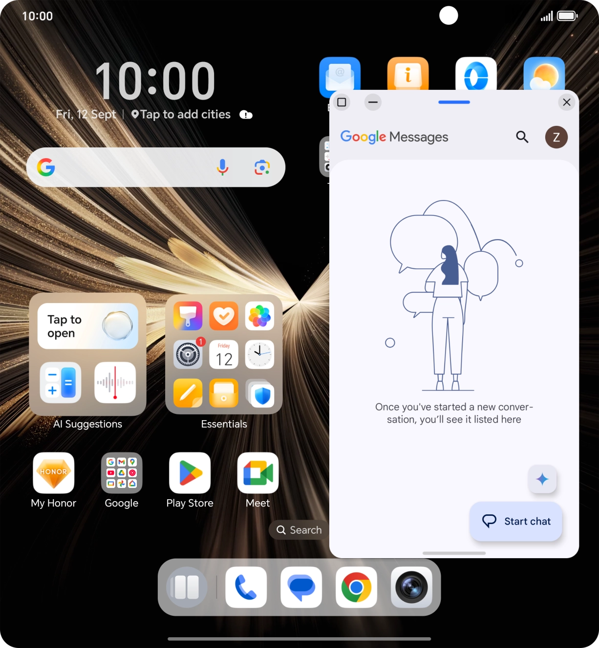 The application is now shown in split screen view. You can now open another application in the background and use both applications at the same time.