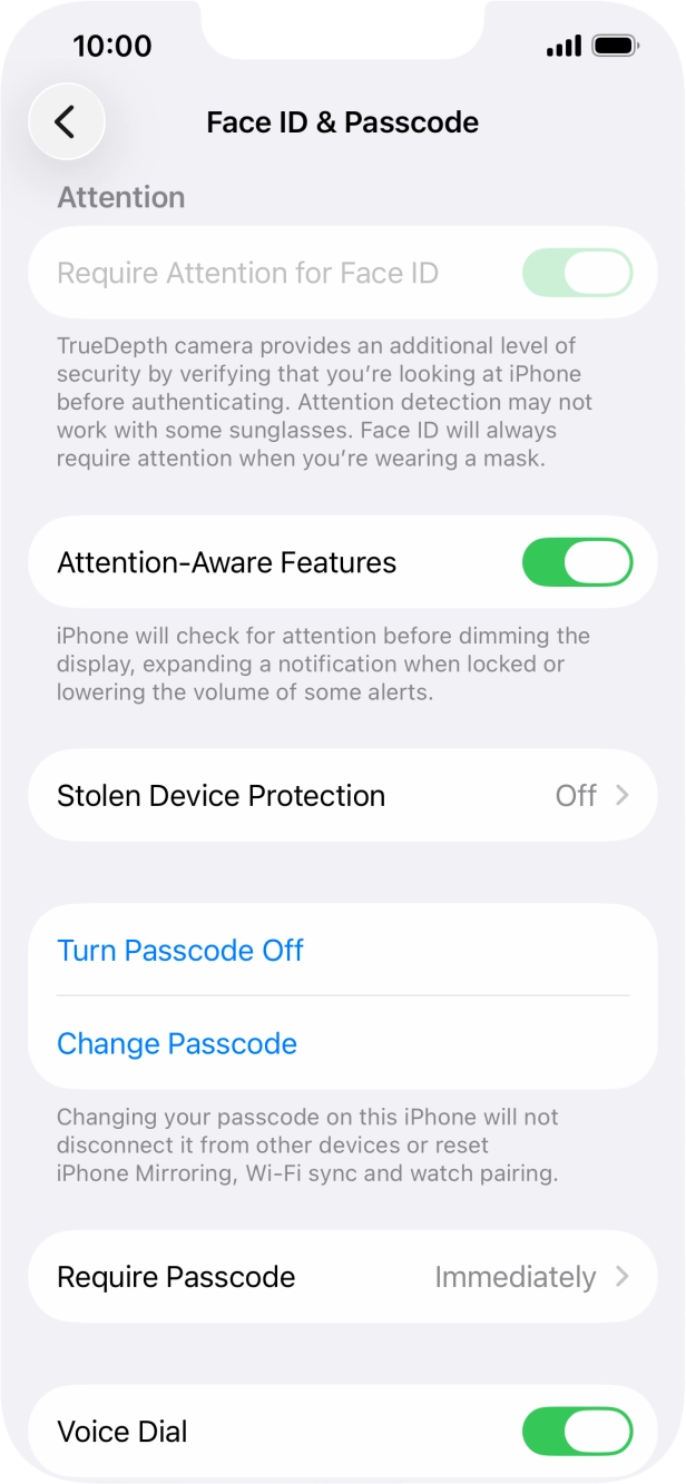 Press Turn Passcode Off and key in the lock code.