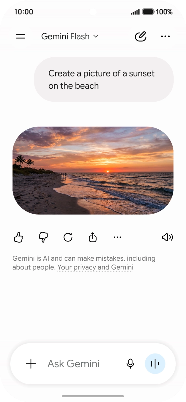 You can also ask Gemini to generate a picture based on your description. You can also ask Gemini to generate a picture based on your description.